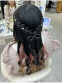 リボンハーフアップ
