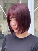 ボブミルクティーベージュブリーチダブルカラー堀江