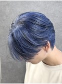 センターパート/ローライト/デザインカラー/ブルーカラー