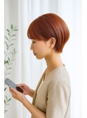 オレンジショートボブ