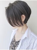 【モリオ原宿】黒髪前下がりショートボブ　前髪なし　くびれ