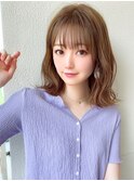 大人かわいいフェザーバングイルミナカラー外ハネボブ30代吉祥寺