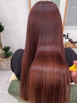 オールバイオー(Owl by oOo) 麗髪　髪質改善ストレート×ピンクベース艶カラー