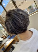 【★前下がりボブ/ハイライト/グレー★】