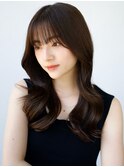 ◯ぱっつん前髪流し前髪レイヤーロングレイヤーカット大人女子