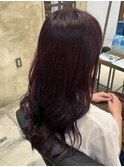 チェリーピンクツヤ髪ロングくすみ透明感髪質改善カラー