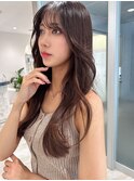 ゆるふわロングベージュカラーブリーチしない透明感カラー