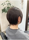 ツヤ髪スタイル/ニュアンスカラー/ショートボブ/センターパート