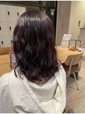 ピンクバイオレット×ハードパーマ