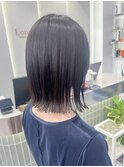 ミニウルフ黒染め髪質改善縮毛矯正酸性ストレートレイヤー/池袋