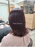 ブリーチなしピンクブラウン