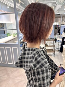 シェノン 赤羽店(CHAINON) カシスブラウンくびれボブウルフ縮毛矯正でもスタイリング簡単