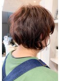 福山市パーマ人気キャアリーのハニーピンクショートボブ