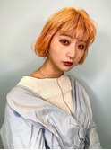 外国人風ボブ×オレンジカラー