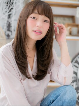 モッズヘア 越谷(mod's hair) アースカラー斜めバング小顔レイヤーロングh3越谷20代30代40代