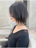 暗髪ウルフ　ハイライト　ウルフカット　ウルフ