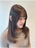 ソフトシャギー/レイヤー/ワンカール/カーキグレージュ