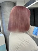 ハイトーンボブミルクティーベージュピンクベージュダブルカラー