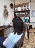 ナチュラル黒髪ストレートロブ美シルエット髪質改善30代40代50代