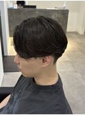 センターパートメンズカットパーマニュアンスパーマ刈り上げ