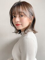 リヤン 表参道(lyann)&nbsp;イメチェンピンクベージュ前髪イヤリングカラーa