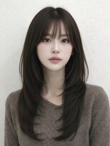アビリタ(abilita)&nbsp;レイヤー 韓国ヘア 顔周りカット 前髪 ブラウン 透明感カラー