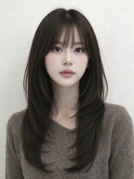 アビリタ(abilita) レイヤー 韓国ヘア 顔周りカット 前髪 ブラウン 透明感カラー