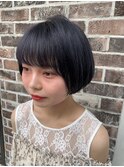 コンパクトショートボブ×ネイビーグレー