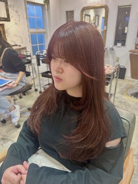 サンバイセライロ 千葉(SAN. by celilo) ロングレイヤー/ワインレッド/ブリーチなしカラー