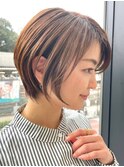 30代40代大人女性/前髪ありショートボブ/ショートヘア/髪質改善