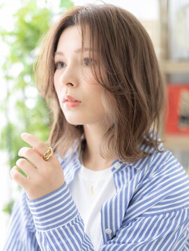 カバーヘア ブリス 大宮西口(COVER HAIR bliss) 外国人風インナーカラーかきあげ前髪ロブヘアc5大宮20代30代40代