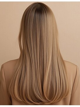 ピーチ バイ ニューヨークニューヨーク(a Peach by NYNY) 大人可愛いウルフレイヤーロング姫カットブリーチなしグレージュ