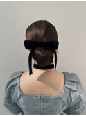 【ヘアセット】ベロアリボン