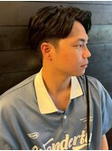 アップバング 毛流れパーマ マッシュ 黒髪ショート 束感