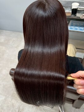 オズ 郡山桑野店(OZ) ミニウルフチェリーブラウンホワイトグレージュフェザーパーマ