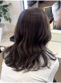 ブリーチなしアッシュブラウン×レイヤーカット