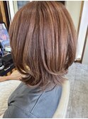 極カラーの艶ピンクブラウン