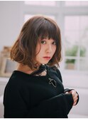 フェミニンパーマボブ韓国レイヤー