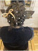 編み込みアップスタイル