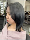 透明感ダークグレー/くびれミディ/グレー/顔周りカット