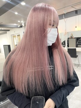 ツキ 横浜店(tuki) ダブルカラーピンクベージュベージュカラーケアブリーチレイヤー