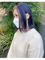 チュラバイアルティナ 海老名(Chula by artina)&nbsp;ネイビーブルー_フェイスハイライト_バイカラー_ツートンカラー3