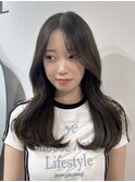 ミルクティーベージュカラー顔まわりレイヤー韓国ブリーチカラー