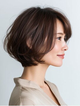 横顔が引き立つ大人のショートボブ