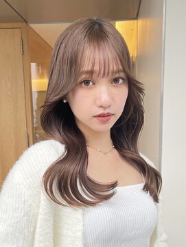 くびれヘア_グレージュ韓国ヘアダークアッシュチェリーブラウン