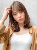 ミディアムレイヤー、外ハネボブ、グレージュ☆