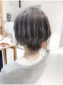 ひし形丸みショート☆アッシュグレージュブリーチデザインカラー