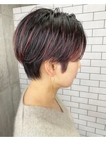 ルーナヘアー(LUNA hair) 『京都ルーナ』ウエットショート×センターパート×ピンク