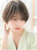★マットブラウンセンターパート小顔ミニボブ20代30代40代★8