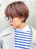暖色カラー×束感ショート×小顔立体カット
